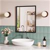 Snowdool Specchio da parete nero, specchio da toeletta con cornice rettangolare 40x50 cm, da appendere orizzontalmente o verticalmente, decorativo per spogliatoio, bagno, camera da letto, soggiorno