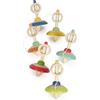 small foot Display Trottole in legno con cordicella, 12 trottole colorate in legno, pensierino ideale, dai 3 anni, 12605
