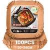 KitchenBoss Carta Forno Per Friggitrice Ad Aria: 100 Pezzi Contenitori Fogli Per Friggitrice Ad Aria Quadrata 20-24cm, Antiaderente Usa e Getta Carta Pergamena per Air Fryer Forno Padelle Microonde