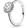 PANDORA Timeless Anello, rotondo scintillante in argento con zirconia cubica trasparente, 54