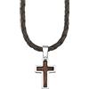 s.Oliver Collana con Ciondolo in Acciaio inox Collana per bambini in legno, 40+3 cm, Argento, croce, Viene fornita in confezione regalo per gioielli