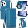 MOJIA Custodia Portafoglio per OPPO Reno 15 5G / Reno15 5G, Pelle PU Flip Cover per Telefono con Guscio Interno in TPU, Multifunzione Porta Carte con Cinturino Polso. Blu