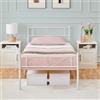 Yaheetech Struttura Letto Singolo in Ferro Battuto a Doghe in Metallo 90 x 200 cm Stile Moderno Testiera Elegante Portata 136 kg Bianco