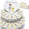Regalami Bomboniere 30 Scatoline Portaconfetti a Forma di Torta per Battesimo, Comunione o laurea, Complete di Bigliettino e Espositore Torta, Bomboniere per Confetti e Ricordini Evento (Comunione Bimbo)