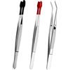 EASYKEENECOM 2 pinzette con punte in gomma, pinzette in acciaio inox con punta piatta, in gomma PVC, piatte, antiscivolo, per laboratori, gioielli, fai da te, francobolli, monete fai da te