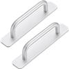 Funnytek 2 maniglie autoadesive per mobili, in alluminio, senza foratura, per armadio, cucina, porta scorrevole, porta del balcone, 148 mm, argento