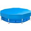 Sekey Copertura Piscina Fuori Terra Rotonda 244 cm - Specifica per Piscine a Quadro Metallico | con Fregole Ajustabili e Velcro | Antivento e Anticapo | Tela Densa Resistente ai Strappi | Blu