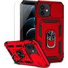 M MAIKEZI Custodia protettiva per iPhone 12 Mini con protezione per schermo HD, doppio strato di protezione contro le cadute di grado militare con supporto magnetico con cavalletto, custodia protettiva per