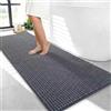 Linruione Tappeto da bagno in ciniglia, antiscivolo, assorbente e lavabile, 50 x 120 cm, grigio, 1400 g/m² e 1,5 cm, extra spesso, colore: grigio