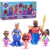 Just Play Set di personaggi Disney Junior Ariel Royal Family, 6 pezzi, personaggi da collezione alti 11,4 cm, giocattoli per bambini dai 3 anni