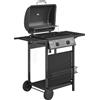 Outsunny Barbecue Gas, 2 Bruciatori, Tavolini Laterali, Vassoio Raccogli Grassi, Nero. | Aosom Italy