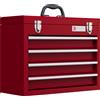 DURHAND Cassetta Porta Attrezzi in Acciaio con 4 Cassetti, Vassoio Superiore a Doppia Serratura, 51x22x39.5 cm, Rosso | Aosom Italy