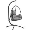 Outsunny Sedia Sospesa a Uovo con Supporto, Cestino Pieghevole, Poggiatesta, Cuscino e Tasca Laterale, Portata 120 kg, Grigio Scuro | Aosom Italy