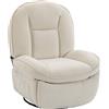 HOMCOM Poltrona Relax Reclinabile, a Dondolo Girevole, con Seduta Profonda e Schienale Spesso, Bianco Crema | Aosom Italy
