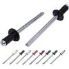 Marcopol Confezione da 100 rivetti ciechi verniciati 4,0 x 10 mm, con testa a cupola, DIN 7337, rivetti in alluminio e mandrino in acciaio, rivetti pop (100, nero corvino RAL 9005)