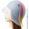 WSHuayee Cuffia in silicone con fori preforati, riutilizzabile, professionale, unisex, con gancio per raccogliere i capelli, per colorare i capelli, tintura, uso in salone e a casa (bianco, 1 pezzo)
