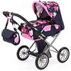 Bayer Design 13669AA City Star, carrozzina per bambole con borsa, pieghevole, colori grigio, rosa con farfalla