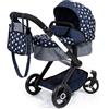 Bayer Design 17015AA Passeggino per bambole Xeo, carrozzina, manubrio regolabile in altezza e girevole, convertibile, borsa