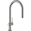 hansgrohe Talis M54 - Rubinetto da cucina con doccetta estraibile (2 getti), Miscelatore cucina con altezza bocca 210 mm, Rubinetto monocomando con bocca girevole, cromo nero spazzolato, 72800340