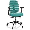 HJH Office 714521 Sedia da Ufficio Girevole ERGO LINE II Tessuto Turchese, braccioli, ergonomici Schienale