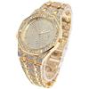 HALUKAKAH Orologio Oro con Diamanti,Uomo Placcato Oro Vero 18k Quarzo Cinturino 22cm Quadrante Ottagonale,Viene Fornito con Pacco Regalo