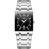 Silverora Orologio da uomo in acciaio inox, con data, orologio analogico al quarzo, con cinturino in acciaio inox, orologio rettangolare Kalander 3 ATM, impermeabile, regalo per uomini argento,