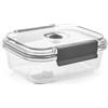 H&H Contenitore In Vetro Borosilicato 370 Ml Con Coperchio Ermetico E Valvola Sottovuoto, Rettangolare 15x11,5 Cm, Forno E Microonde (Senza Coperchio), Lavabile In Lavastoviglie