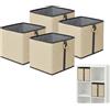 Relaxdays Set di 4 cestini Relaxdays in bambù e Tessuto, per Bagno e scaffali, con Manico, A x L x P 30x30x30 cm, Naturale-Nero