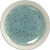 H&H Mimosa Set 6 Piatti Piani in Ceramica Stoneware, 26.5 cm, Azzurro con Decoro ad Effetto Pennello e Bordo Avorio - Lavabili in Lavastoviglie, Utilizzabili in Forno a Microonde