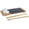 H&H Set Sushi in Ardesia e Bambù - Vassoio 30x14 cm, Piatto Ardesia, 2 Ciotoline Porcellana, 2 Paia Bacchette, Portabacchette - Lavabile in Lavastoviglie, Microonde