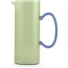 H&H - Caraffa in Vetro Borosilicato Colorata 1,3 L - Verde con Manico Blu - Lavabile in Lavastoviglie
