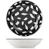 H&H, Set 6 Piatti Fondi Emporium in Porcellana Nera Decorata, 20 cm - Eleganza e Raffinatezza per Ogni Tavola