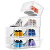 Attelite Scatola porta scarpe in plastica con apertura frontale, set di 6, impilabile, per scarpe da ginnastica espositive, facile da montare, adatta fino al numero 44 (34 x 26,9 x 18,8 cm)