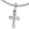 CLEVER Schmuck Collana con ciondolo a croce per ragazzi e ragazze, in argento, croce 18 mm a fantasia, argento sterling 925, in astuccio a forma di croce, regalo per neonati per il battesimo