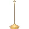 Zafferano, Lampada Pina, Lampada da tavolo ricaricabile e senza fili con controllo touch, Adatta per interni ed esterni, Dimmer, 2200-3000 K, Altezza 29 cm, Colore oro opaco