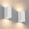 Aipsun 2 PCS Applique da Parete Esterno Interno Impermeabile IP65 Bianco | Attacco GU10 Lampade da Parete Moderno in Alluminio, Up&Down Lampada a Muro, Lampadina non Inclusa