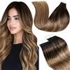 LaaVoo Extension Capelli Veri Biadesivo 40pz Castano Scuro fino a Castano e Biondo Sporco Extension Biadesive Capelli Veri Invisibile Adesive 35cm 100g #2/6/12