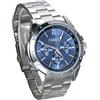 JewelryWe Orologio design New Golden Cavaliere, Business Casual Orologio elegante, 3 Occhi decorativi, Quadrante nero/blu attraente, Orologi da uomo cinturino colore Argento