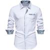 MakingDa Camicia da uomo a maniche lunghe casual elegante formale aderente con motivo cachemire, Z-Bianco, S