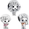Doyafer, Confezione da 3 ciondoli in argento Sterling 925, motivo Iron Man, Winnie the Pooh, Topolino e Minnie, alla moda, da donna, per bracciali e collane, Zirconia cubica
