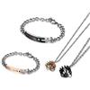 Flongo Set Collane Fidanzati Bracciale Croce: His Queen Her King, in Acciaio Inossidabile, Regalo per San Valentino e Natale