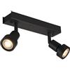 SLV PURI 2 lampada a parete/plafone, QPAR51, nero, 2xGU10 max. 100 W, con anello decorativo