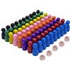 Tokaneit 80 Pezzi Personaggi da in Legno e 5 Pezzi di Dadi in Legno, Pedine Tavolo, Figure Colorate, Pezzi Degli Scacchi Volanti Accessori, 2,5×1,2 cm, Per L'interazione Familiare