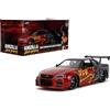 Jada Godzilla 2003 Nissan Skyline GTR R34 - Scala 1:24 Die-Cast, porte apribili, cofano, bagagliaio, pneumatici in gomma - Collezione per adulti - Licenza Toho