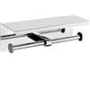 Ibergrif Portarotolo Carta Igienica Doppio con Mensola, Porta Carta Igienica da Parete in Acciaio Inox, Installazione Adesiva o con Foratura, Portarotolo WC per Bagno o Cucina, Argento