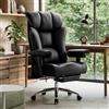 Efomao Sedia da Ufficio Ergonomica, Poltrona Direzionale in Ecopelle PU con Poggiapiedi Estraibile, Sedia da Scrivania Reclinabile con Imbottitura Spessa, Supporto Lombare, Portata 200kg (nero)