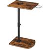 HOOBRO Tavolino a Forma di C Regolabile in Altezza, Tavolino Divano Rotazione 360°, con Portabicchieri Rimovibile e Slot per Tablet, Marrone Vintage e Nero EBF34SF01