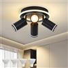 MYCUL Faretti Led Soffitto a 4 Fiamme Orientabile a 350°,Plafoniera con Bagliore Inferiore 22W+4x5W Spot GU10,Faretti Soffitto Bianco Caldo 3000K,Lampada da Soffitto Modern,Faretto per Cucina,Soggiorno Nero