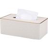 KINGFOM Porta Fazzoletti Rettangolare in pelle PU, per Ufficio, Auto (Bianco perla)