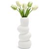 XRVRILE Vaso in Ceramica Bianco Moderno - Vaso Effetto Pietra 20 cm, Vaso Design per Pampas e Fiori Secchi, Vaso Decorativo per Soggiorno, Stile Scandinavo Minimalista